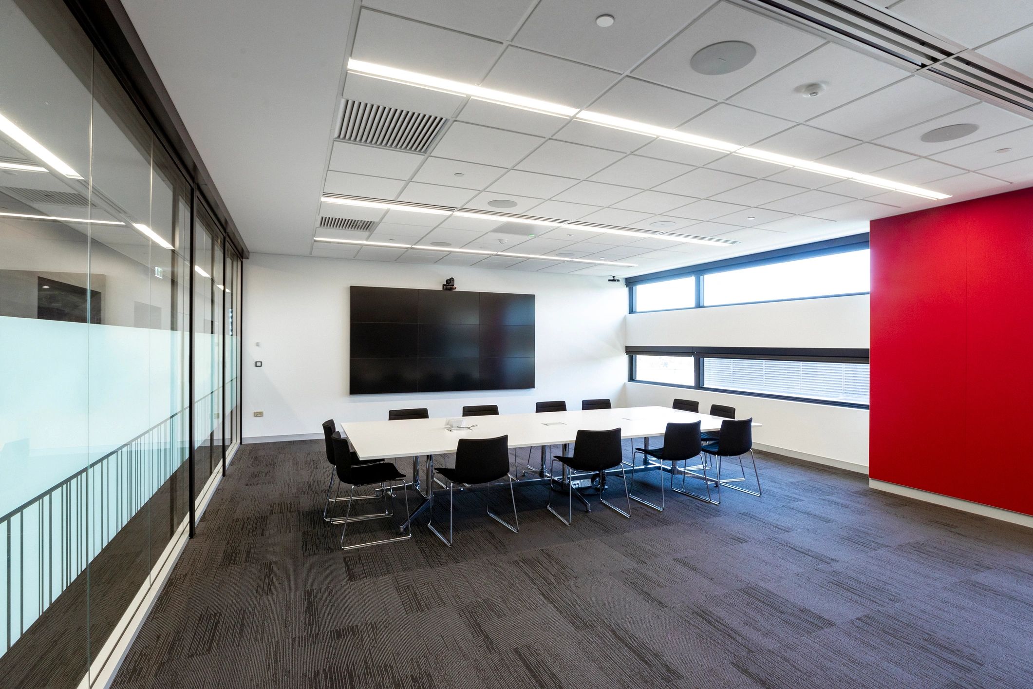 Conference room with interactive information wall