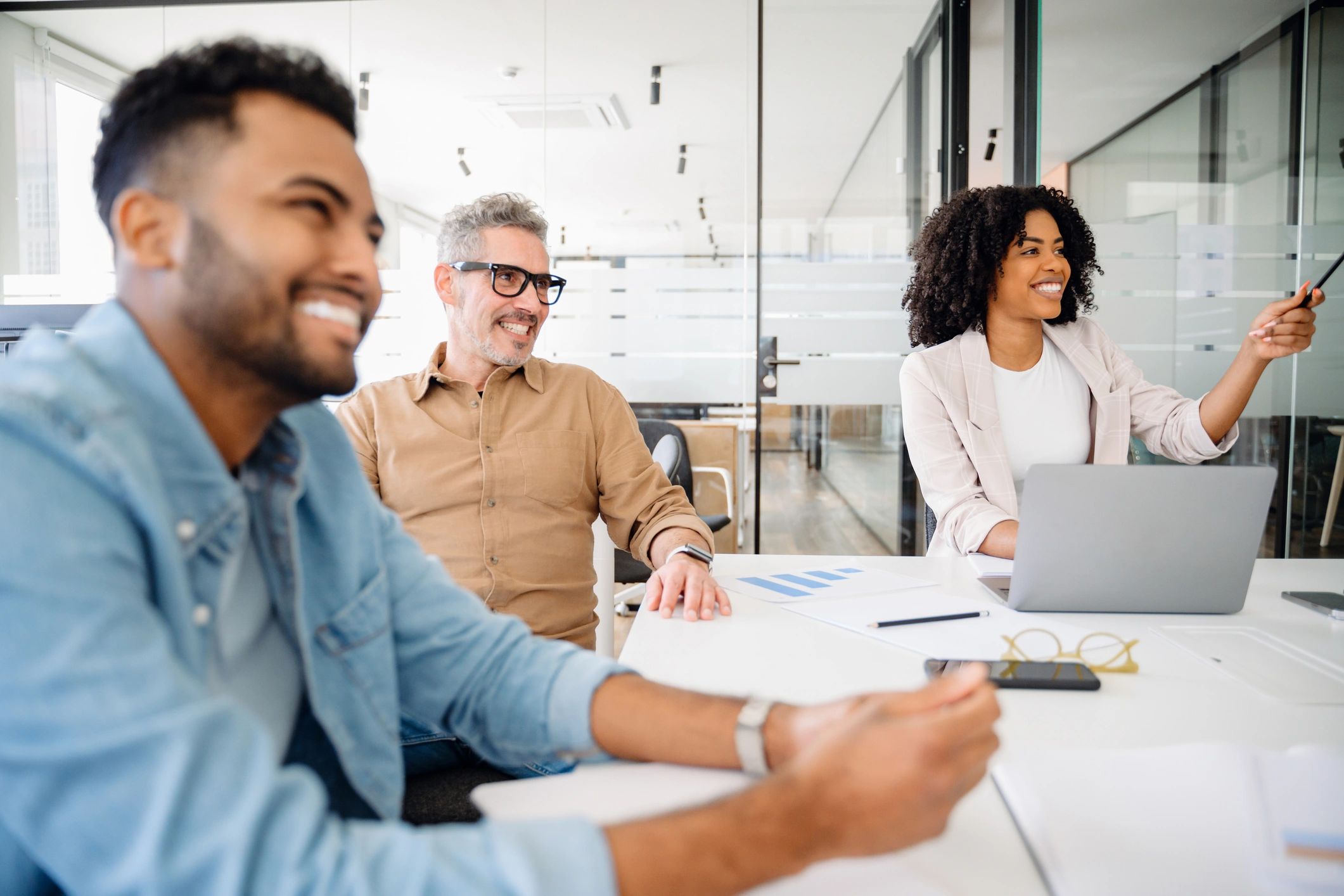 Business colleagues in a collaborative office setting