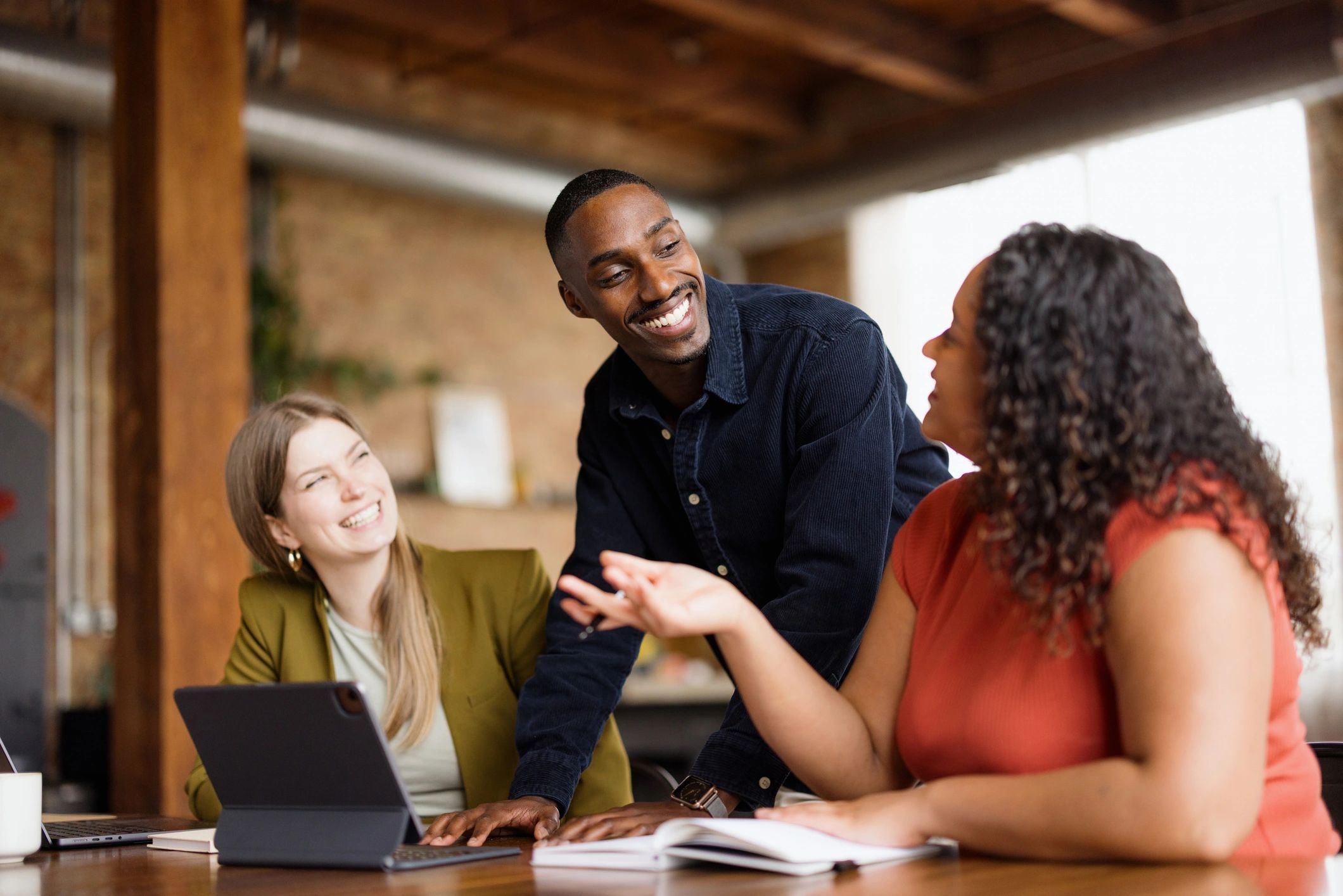 Business professionals collaborating in an office
